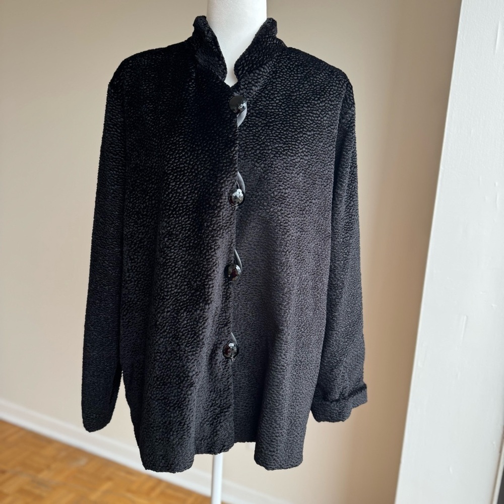 Caroline Rose Abstract Button Black Jacket Size M